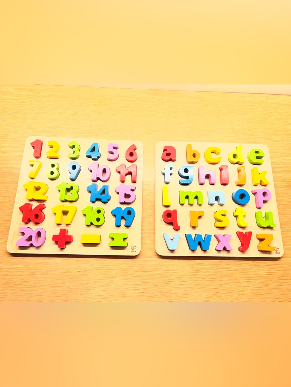 Hape wooden chunky Numbers & Alphabet Puzzle Set for Kids - Multicolor